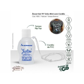 Álcool Gel 70 ToGo 40ml com Cordão Personalizado - BSB105