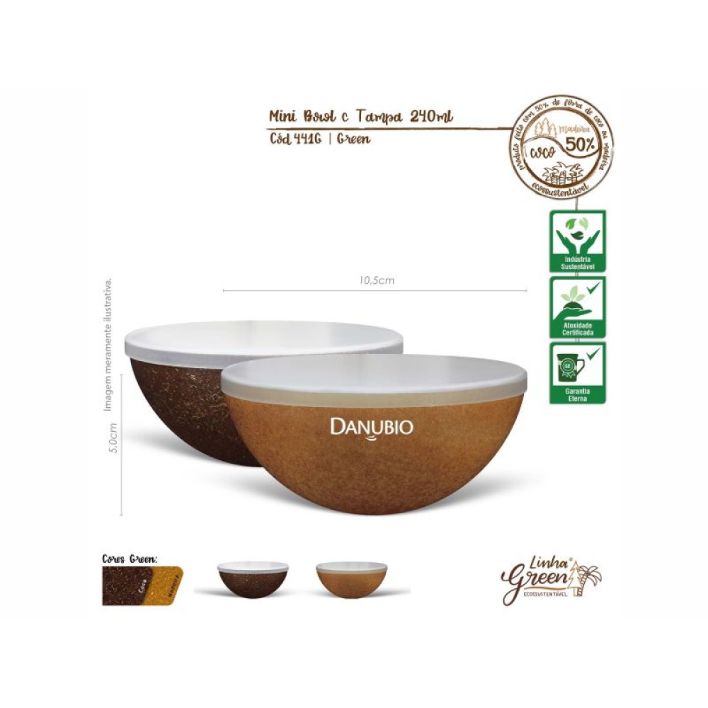 Mini Bowl Green 240ml Com Tampa Personalizado - BSB441G